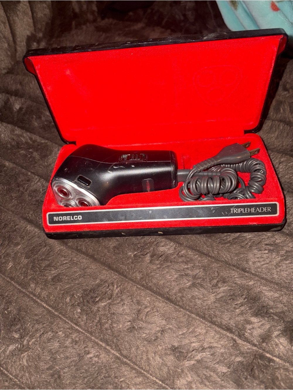 Norelco Tripleheader Electric Shaver - Black with Red Case